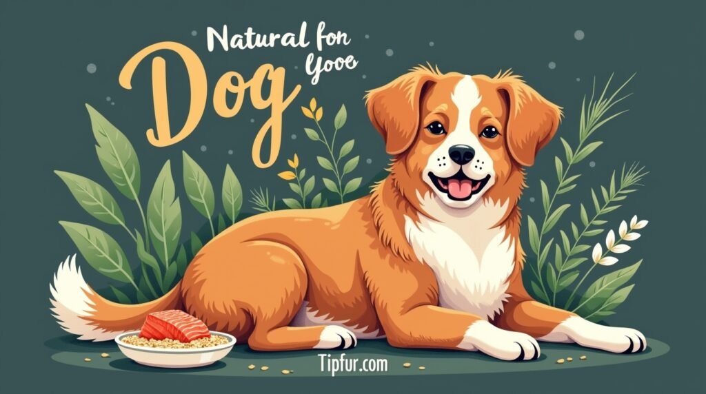 Illustration of a dog with food.