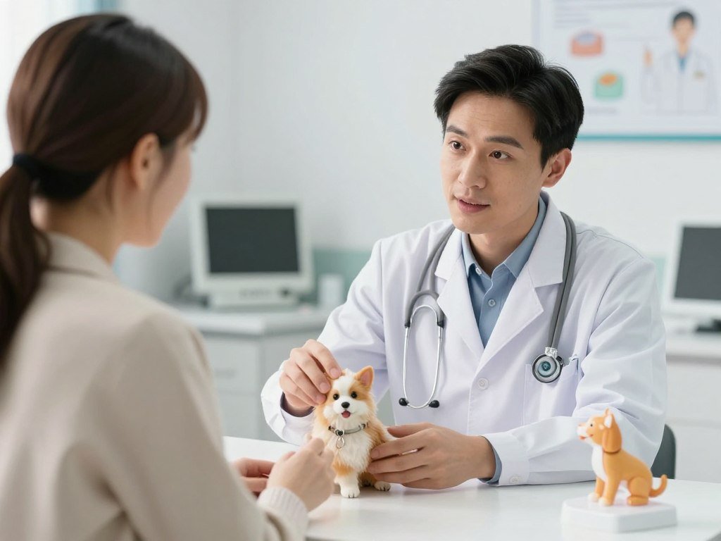 Veterinarian explaining neutering procedure to a dog owner, signs your dog needs to be neutered being discussed Veterinarian explaining neutering procedure to a dog owner, signs your dog needs to be neutered being discussed