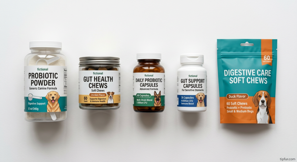 Flat-lay of top dog probiotic products